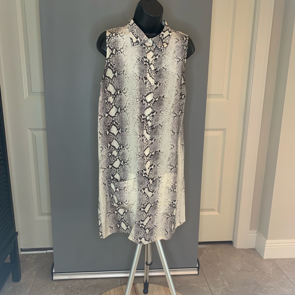 Snake Print Silk Sleeveless Dress